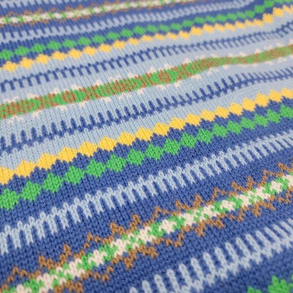 Liz Claiborne Fair Isle Sweater Villager 100% Cotton Large 626 - Picture 7 of 9